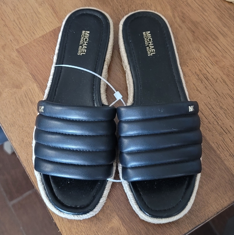 Michael Kors Black Quilted Sandals New